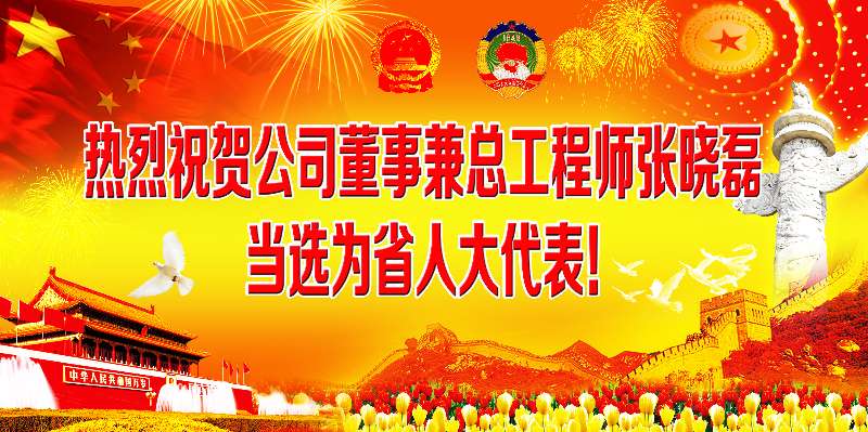 熱烈祝賀公司董事兼總工程師張曉磊當選省人大代表